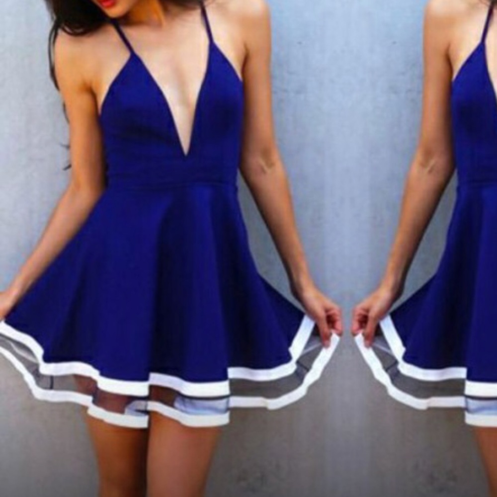 Xenia blue classy mini dress